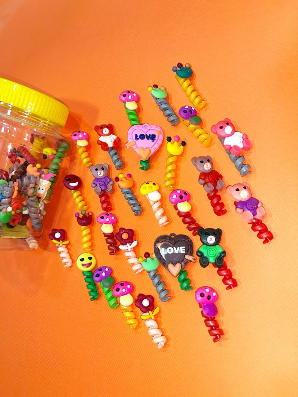 محافظ کابل فنری عروسکی بسته 10 عددی