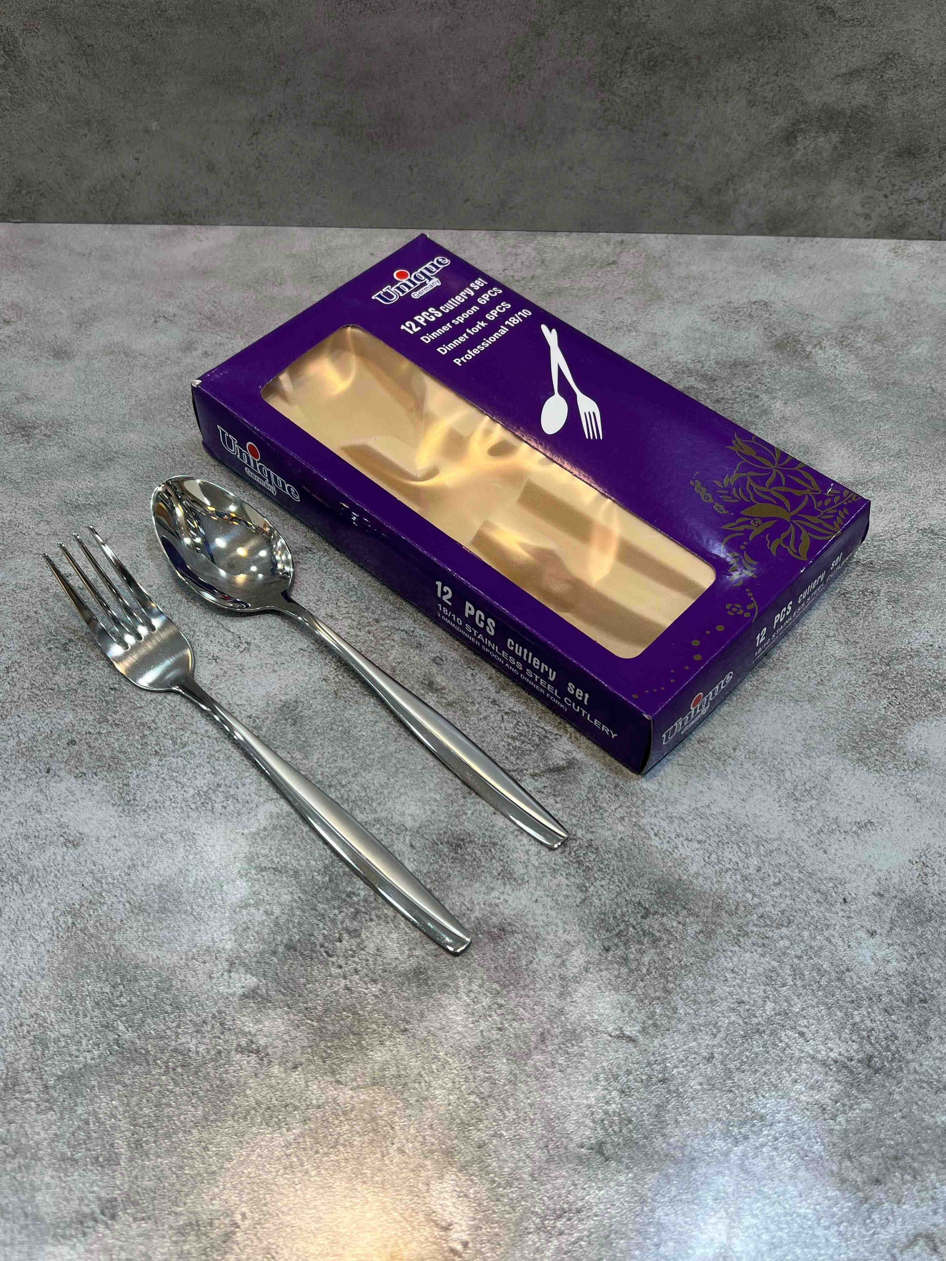 ست قاشق و چنگال یونیک ۱۲ پارچه استیل مدل ماینز