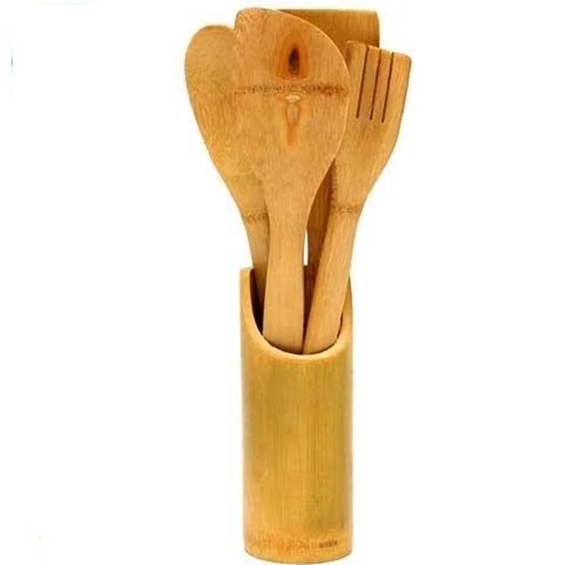 سرویس کفگیر ملاقه چوبی  بامبو 5 پارچه