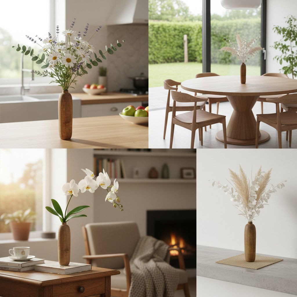 گلدان دکوری چوبی 20 سانت مدل H20D6